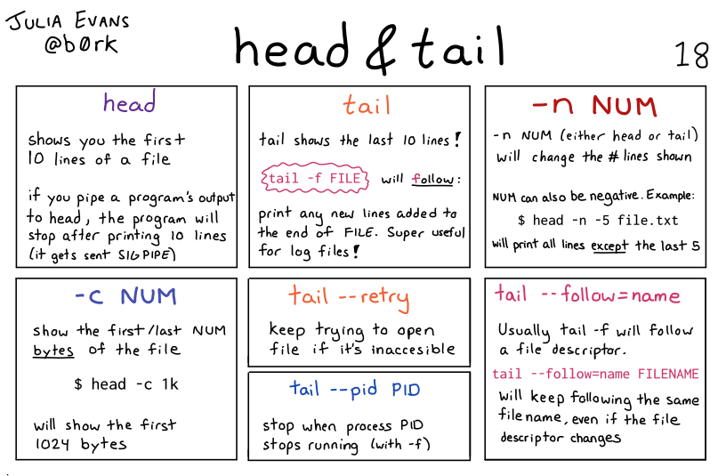 Julia Evans’ comic about head and tail